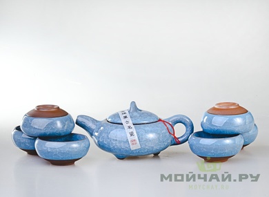 Tea ware set # 798 ceramic glaze «ice crack» teapot 150 ml 6 cups 50 ml 