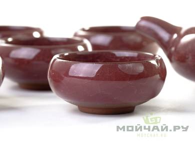 Tea ware set # 17377 ceramic glaze «ice crack»  teapot 150 ml 6 cups 50 ml 