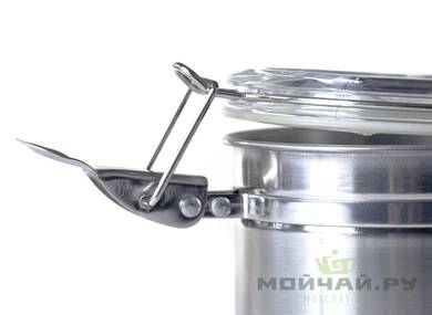 Bank for tea # 20775 metal stainless steel with clasp lockneck 780 ml