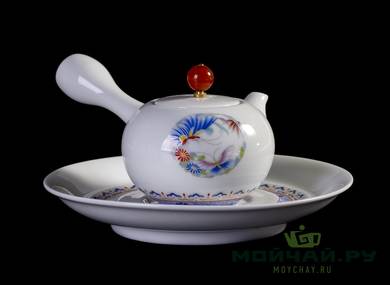 Set for tea ceremony 14 items # 23011 porcelain: teaboat 240 ml teapot 220 ml gaiwan 205 ml gundaobey 205 ml  teamesh vase eight cups 56 ml
