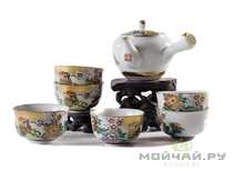 Set of antique teaware # 23903 porcelain Teapot 260 ml pitcher 110 ml 5 cups 100 ml