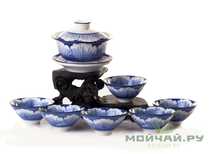 Set fot tea ceremony 7 items  # 25908 porcelain: gaiwan 130 ml six cups 35 ml