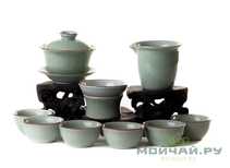 Set fot tea ceremony 9 items # 25911 сeladon: gaiwan 125 ml gundaobey 140 ml teamesh six cups 40 ml