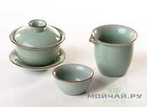 Set fot tea ceremony 9 items # 25911 сeladon: gaiwan 125 ml gundaobey 140 ml teamesh six cups 40 ml