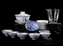 Set fot tea ceremony 10items # 25874 porcelain: gaiwan 120 ml gundaobey 210 ml teamesh six cups 35 ml one cup 100 ml