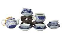 Set for tea ceremony # 32497  porcelain : teapot 170 ml gundaobey 170 ml 6 cup with stands of 40 ml