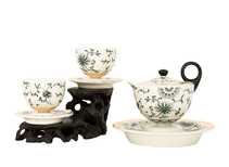Set for tea ceremony # 32499  porcelain : teapot with stands 180 ml 2 cup with stands of 70 ml