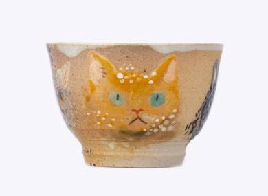 Cup # 33683 wood firingceramichand painting 40 ml