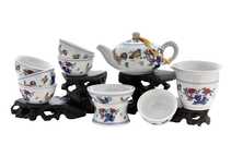 Set fot tea ceremony 9items  # 41448 porcelain: teapot 160 ml gundaobey 170 ml teamesh six cups 40 ml