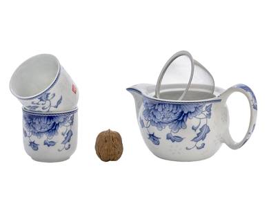 Set fot tea ceremony 7 items # 41456 porcelain: Teapot 342 ml six cup 113ml