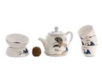 Set fot tea ceremony 9 items # 41468 porcelain: teapot 245 ml gundaobey 170 ml teamesh six cups 40 ml