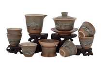 Set fot tea ceremony 9 items # 41474 porcelain: gaiwan 135 ml gundaobey 160 ml teamesh six cups 53 ml