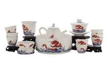 Set fot tea ceremony 13 items # 41479 porcelain: teapot 245 ml gaiwan 157 ml gundaobey 185 ml teamesh eight cups 59 ml teaboat