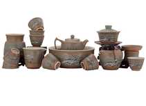 Set fot tea ceremony 15 items # 41481 porcelain: teapot 210 ml gaiwan 135 ml gundaobey 150 ml teamesh eight cups 52 ml tea caddy vase teaboat