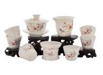 Set fot tea ceremony 9 items # 41484 porcelain:  Gaiwan 135 ml gundaobey 160 ml teamesh six cups 57 ml
