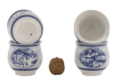 Set for tea ceremony 7 items # 41988 porcelain: teapot 340 ml six cups 117 ml