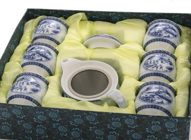 Set for tea ceremony 7 items # 41988 porcelain: teapot 340 ml six cups 117 ml
