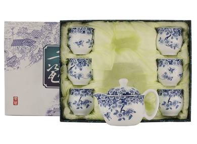 Set for tea ceremony 7 items # 41989 porcelain: teapot 340 ml six cups 117 ml