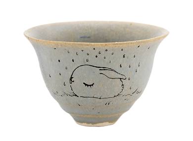 Cup handmade Moychay # 42152 'Summer rain' series of 'Sunny bunnies' ceramichand painting 74 ml