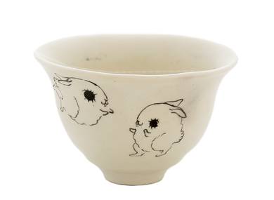 Cup handmade Moychay # 42230 'Salochki 9' series of 'Sunny bunnies' ceramichand painting 74 ml