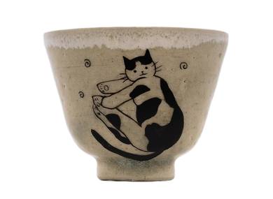Cup handmade Moychay # 42960 Artistic image 'Warm cats' ceramichand painting 59 ml