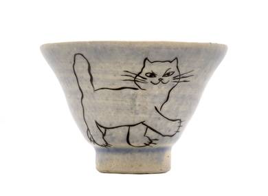 Cup handmade Moychay # 42964 Artistic image 'Alley cat' ceramichand painting 30 ml