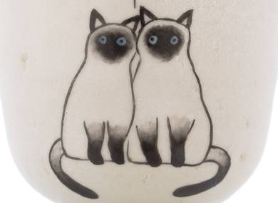 Cup handmade Moychay # 42981 Artistic image 'Warm cats' ceramichand painting 66 ml