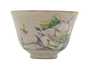 Cup handmade Moychay # 43000 Artistic image 'Bouquet of lotuses' ceramichand painting 114 ml