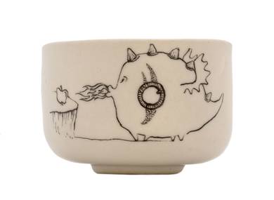 Cup handmade Moychay # 43077 series of 'Dragons love to eat apples' ceramichand painting 55 ml