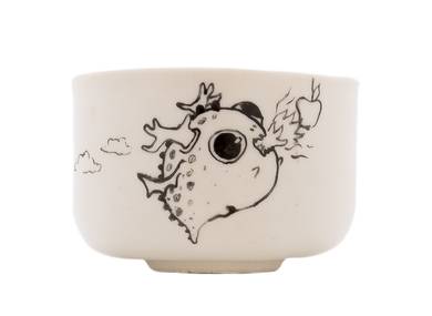 Cup handmade Moychay # 43080 series of 'Dragons love to eat apples' ceramichand painting 55 ml