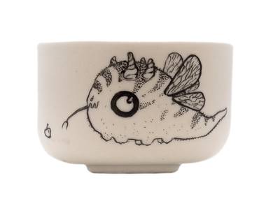 Cup handmade Moychay # 43104 series of 'Dragons love to eat apples' ceramichand painting 55 ml