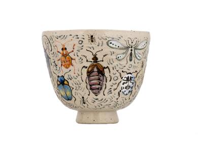 Cup handmade Moychay 'Bugs' # 43840 ceramichand painting 120 ml