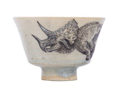 Cup handmade Moychay 'Triceratops' # 43841 ceramichand painting 96 ml