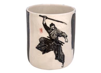 Yunomi cup handmade Moychay 'Samurai' # 43861 ceramichand painting 210 ml