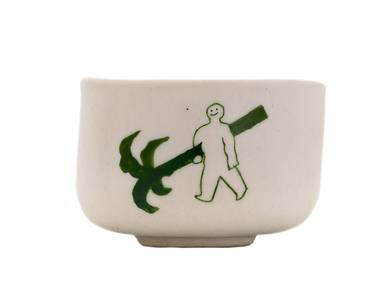 Cup Moychay 'A man with a palm tree' # 43884 ceramichand painting 55 ml