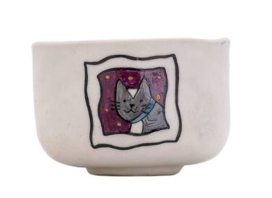Cup Moychay 'Cat Portrait' # 43886 ceramichand painting 55 ml