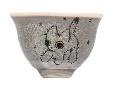 Cup Moychay 'Cat' # 43939 ceramichand painting 68 ml
