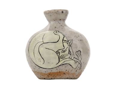 Vase handmade Moychay 'Lion' # 44546 ceramichand painting