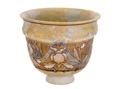 Cup handmade Moychay 'Ornament Irises' # 45016 ceramichand painting 140 ml