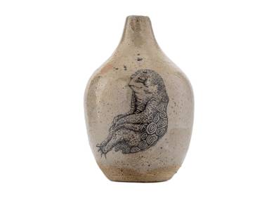 Vase handmade Moychay Homage to the work of Katsushika Hokusai 'Kapa' # 45144 wood firingceramichand painting
